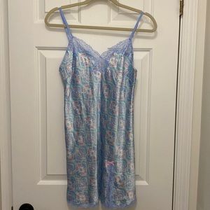 Victorias Secret Paisley Blue /pink Silk chemise